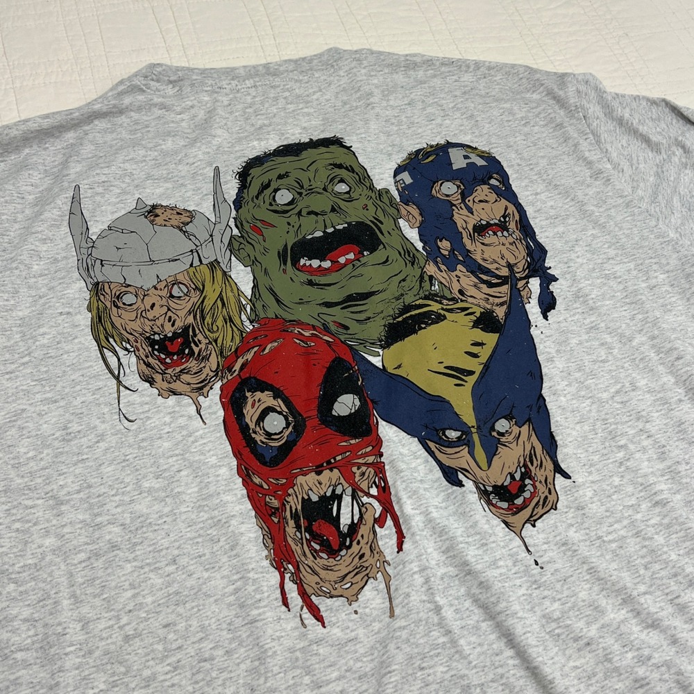 Marvel Zombies RSVLTS T-Shirt Mens 2XL Gray Hulk Deadpool Wolverine Graphic Tee
